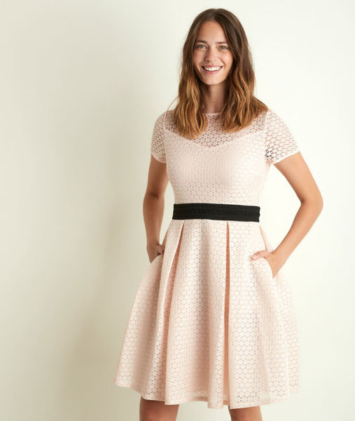 Picture of OLYMPE POWDER PINK LACE COROLLA DRESS
